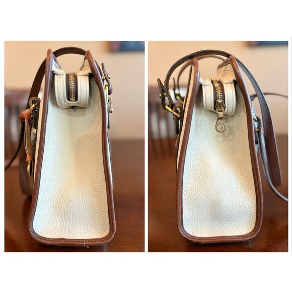 DOONEY & BOURKE - Vintage All Weather Leather (AWL) Shoulder Bag/Cream & Brown - Picture 7 of 16